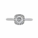 Halo cushion style ring ,white gold