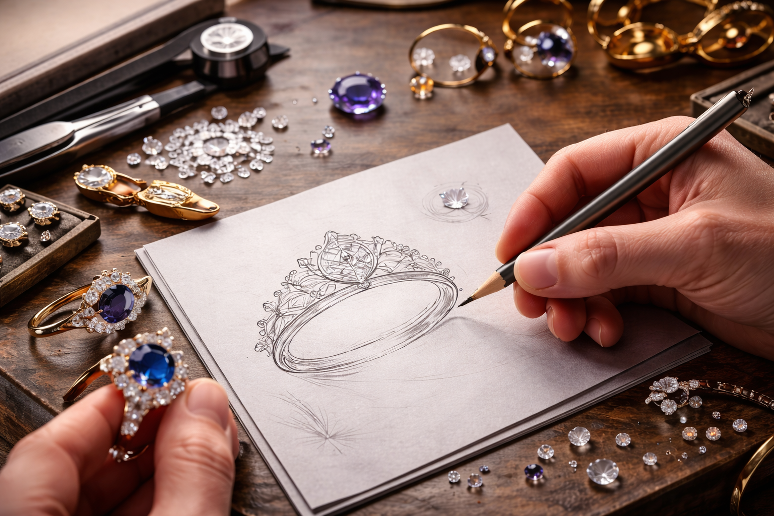 Gioielli raffinati realizzati su misura dall'esperto di gioielli Geretti Sablon